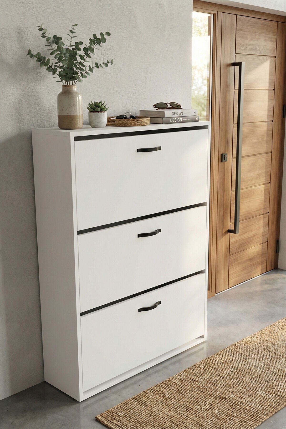 MD Düşer Kapaklı Ayakkabılık Beyaz 74 cm