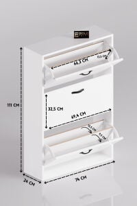 MD Düşer Kapaklı Ayakkabılık Beyaz 74 cm