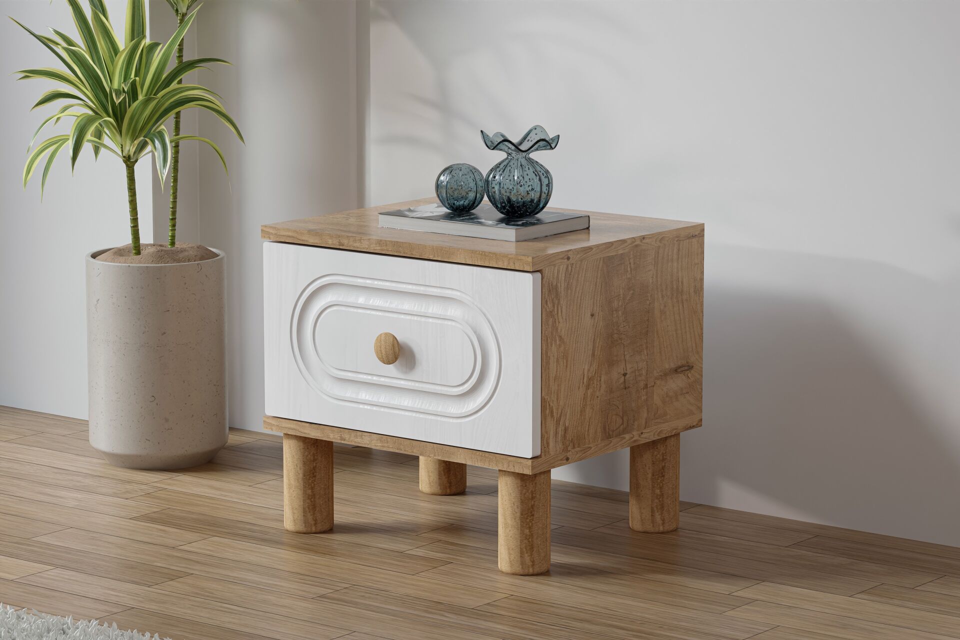 Carina Bohem Komodin - Atlantik Çam / Beyaz TN0264