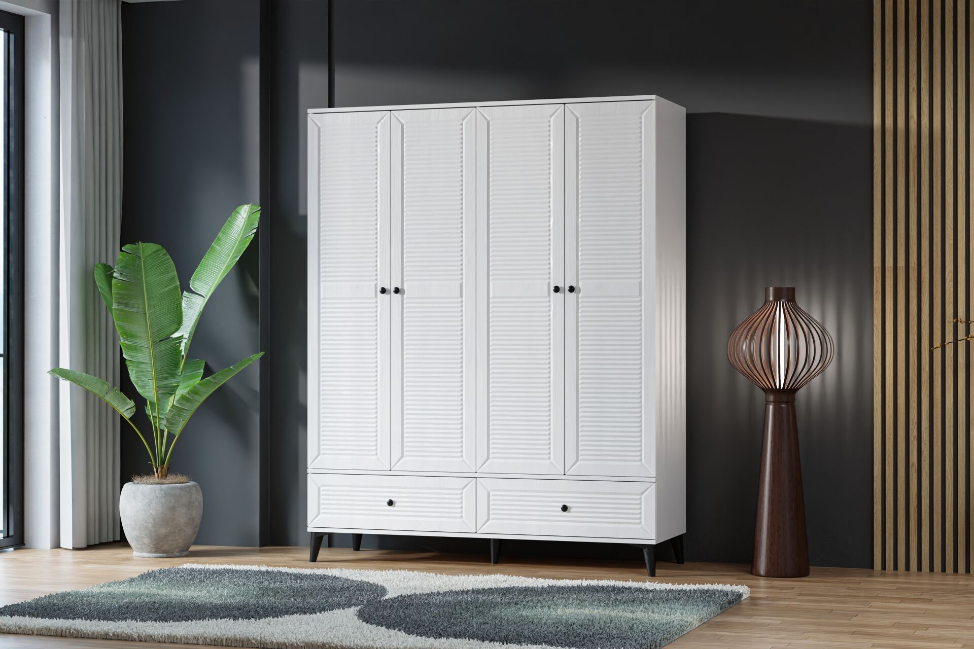 Carina Naz 4 Kapılı Dolap - Beyaz TN0266