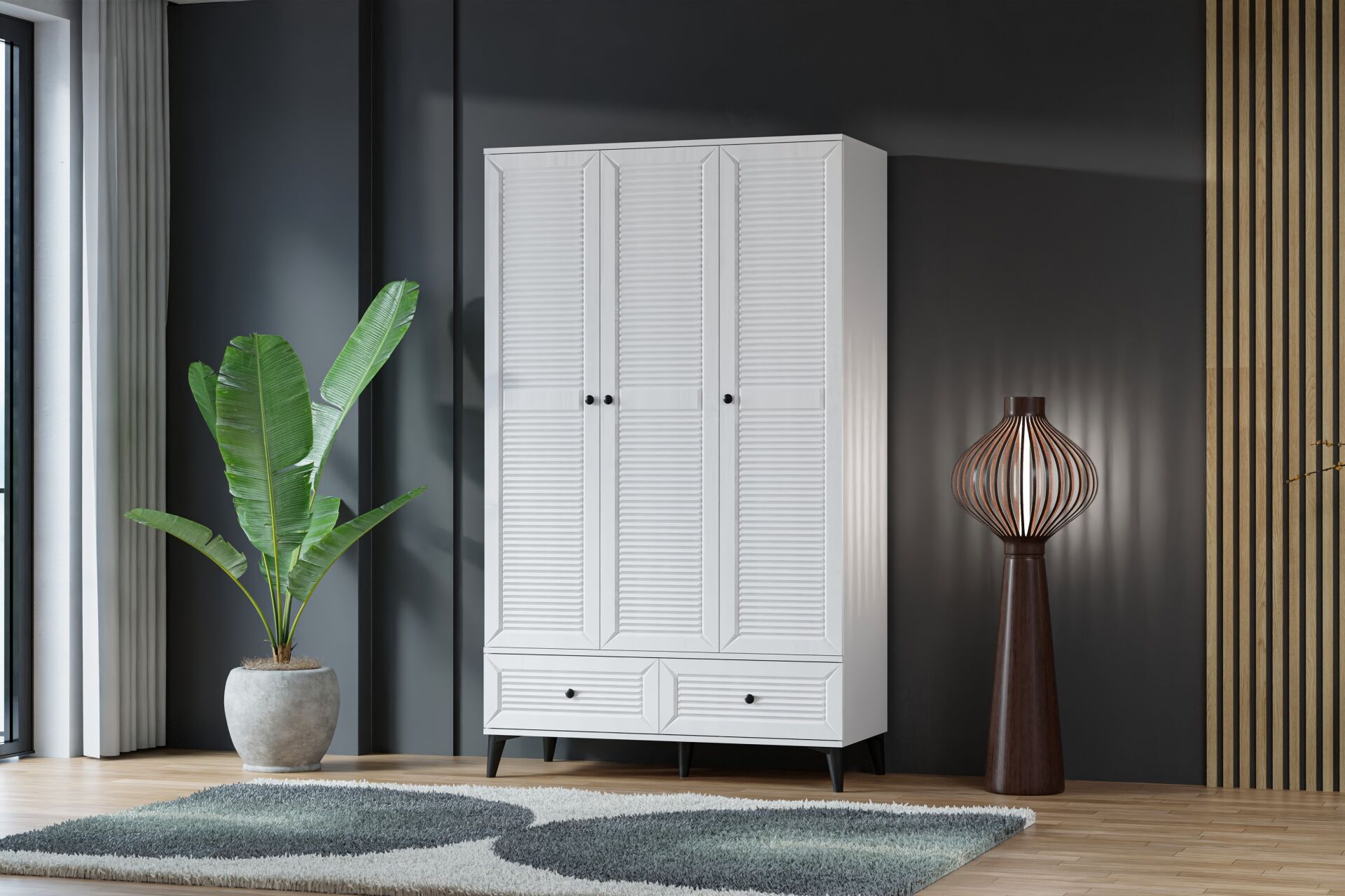 Carina Naz 3 Kapılı Dolap - Beyaz TN0267