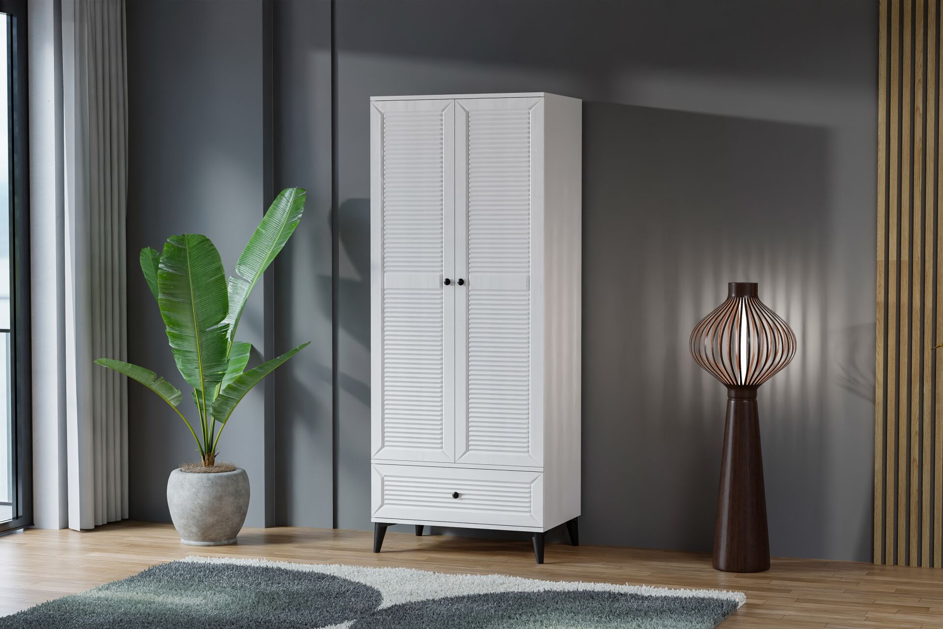 Carina Naz 2 Kapılı Dolap - Beyaz TN0268