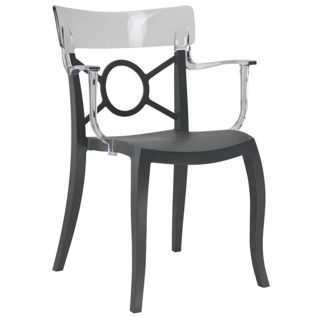 Opera-K Şeffaf Transparan - Antrasit Kollu Mutfak Sandalyesi PPT1280