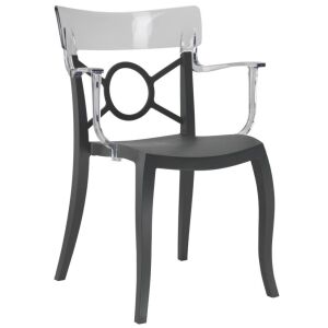 Opera-K Şeffaf Transparan - Antrasit Kollu Mutfak Sandalyesi PPT1280