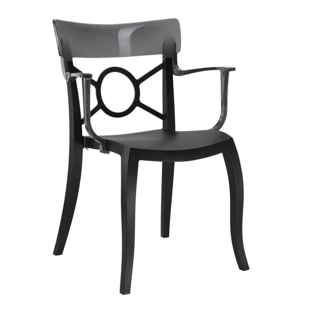 Opera-K Füme Transparan - Siyah Kollu Mutfak Sandalyesi PPT1282