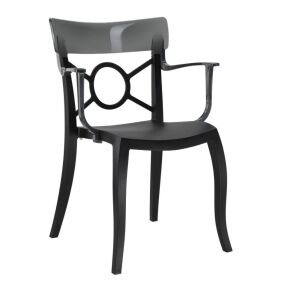 Opera-K Füme Transparan - Siyah Kollu Mutfak Sandalyesi PPT1282
