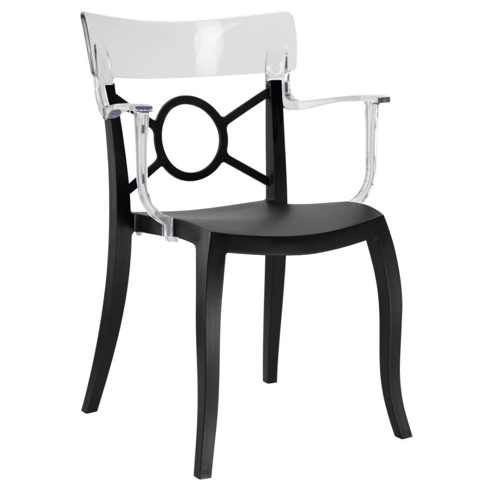 Opera-K Şeffaf Transparan - Siyah Kollu Mutfak Sandalyesi PPT1286