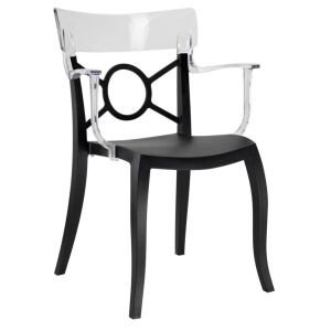 Opera-K Şeffaf Transparan - Siyah Kollu Mutfak Sandalyesi PPT1286