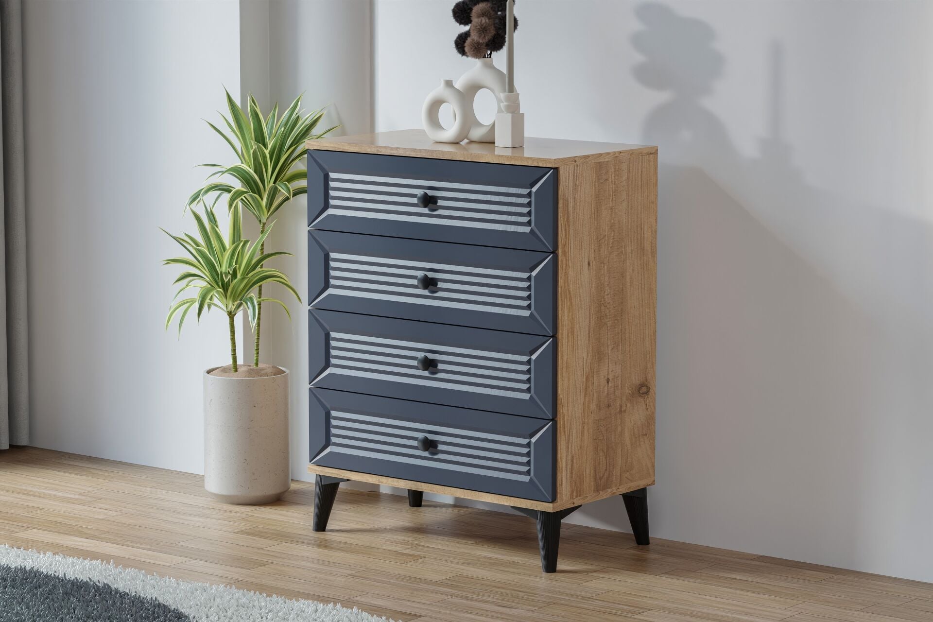 Carina Naz Şifonyer - Atlantik Çam / Antrasit TN0279