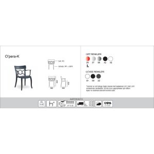 Opera-K Solid Siyah - Beyaz Kollu Mutfak Sandalyesi PPT1289
