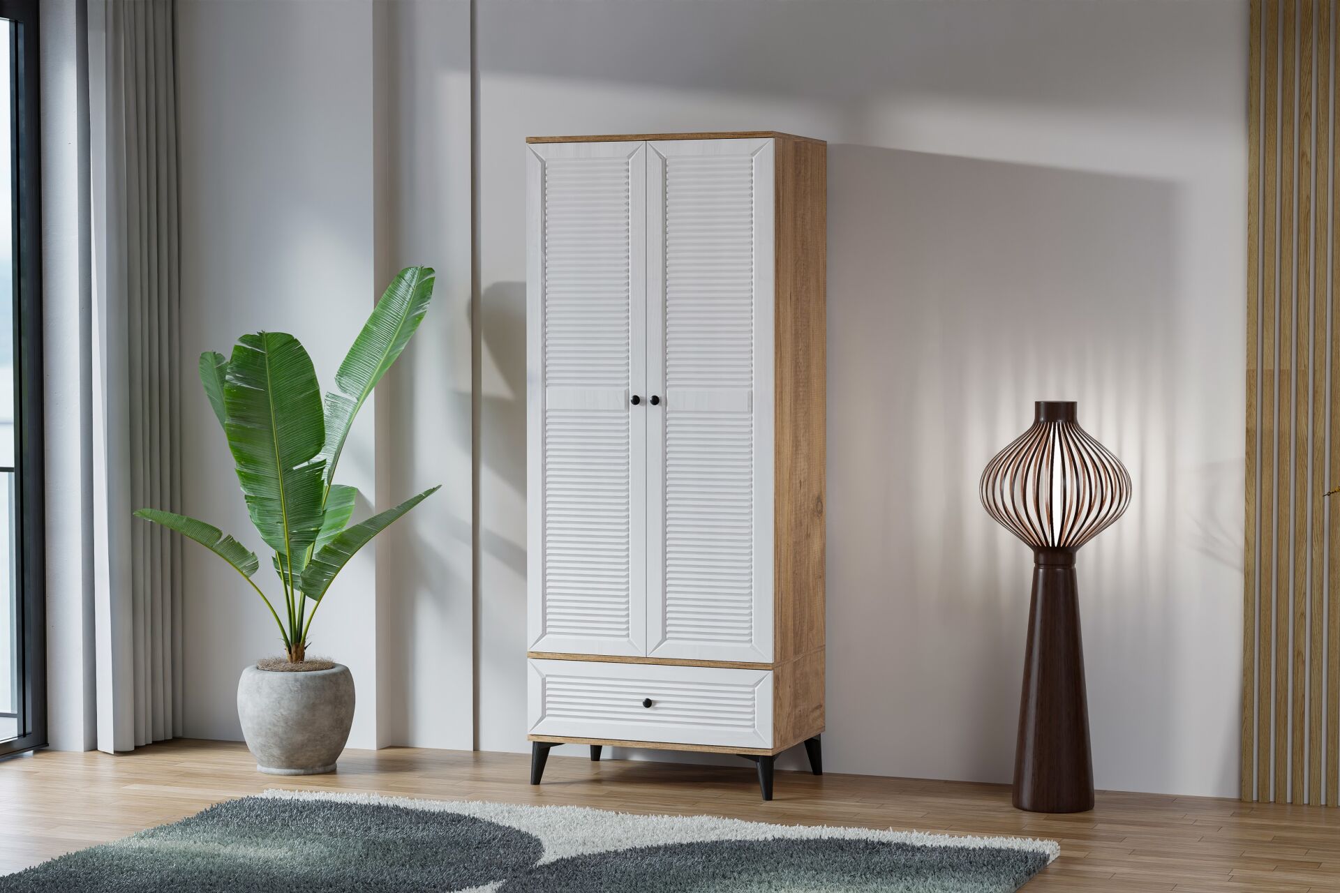 Carina Naz 2 Kapılı Dolap - Atlantik Çam / Beyaz TN0284