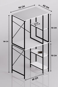 Çamaşır Makinesi Dolabı Yan Raflı Dolap Metal Banyo Organizer Çok Katlı Düzenleyici 264 Siyah
