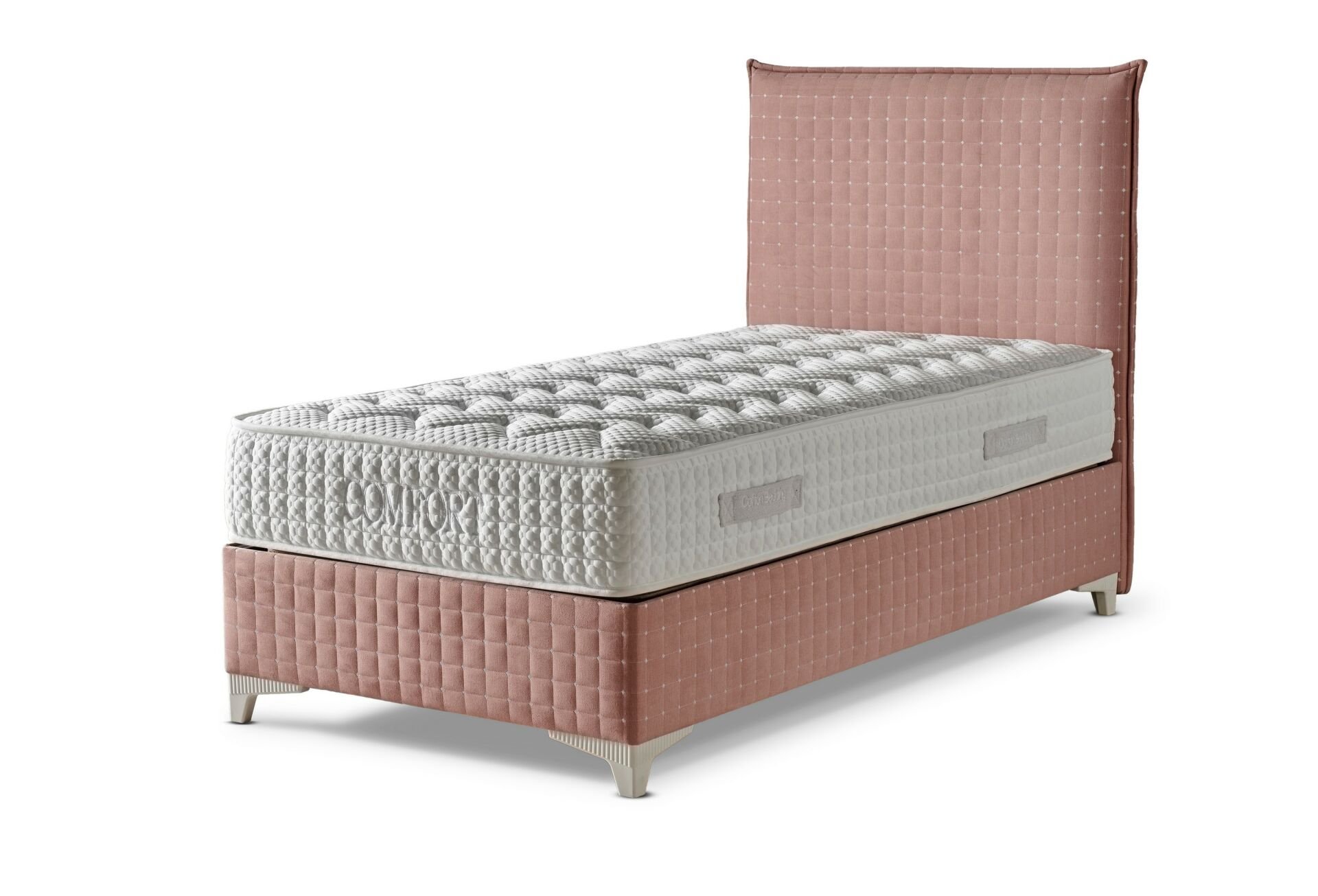 Comfort Pembe 100 x 200 Tek Kişilik Yatak, Baza, Başlık Seti CB3315