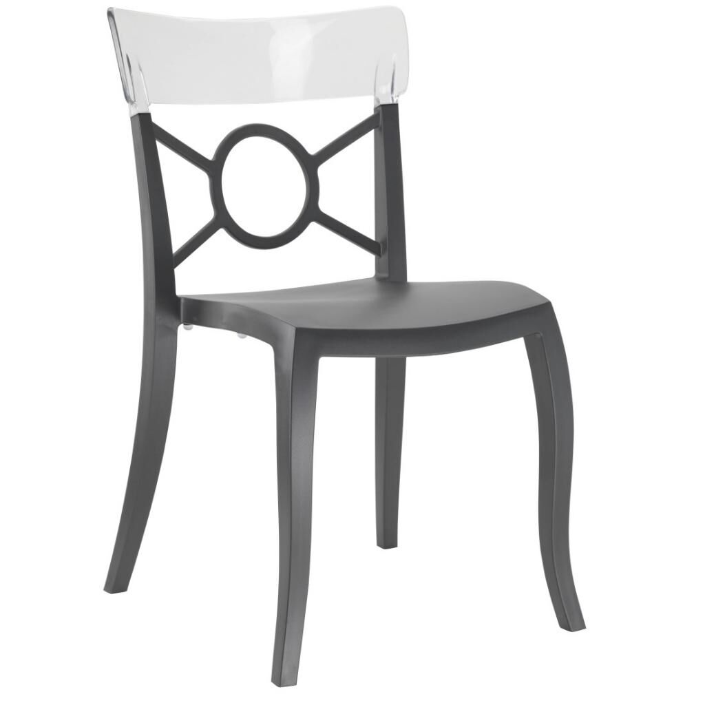 Opera-S Şeffaf Transparan - Antrasit Mutfak Sandalyesi PPT1296