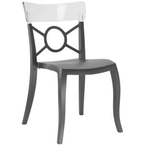 Opera-S Şeffaf Transparan - Antrasit Mutfak Sandalyesi PPT1296
