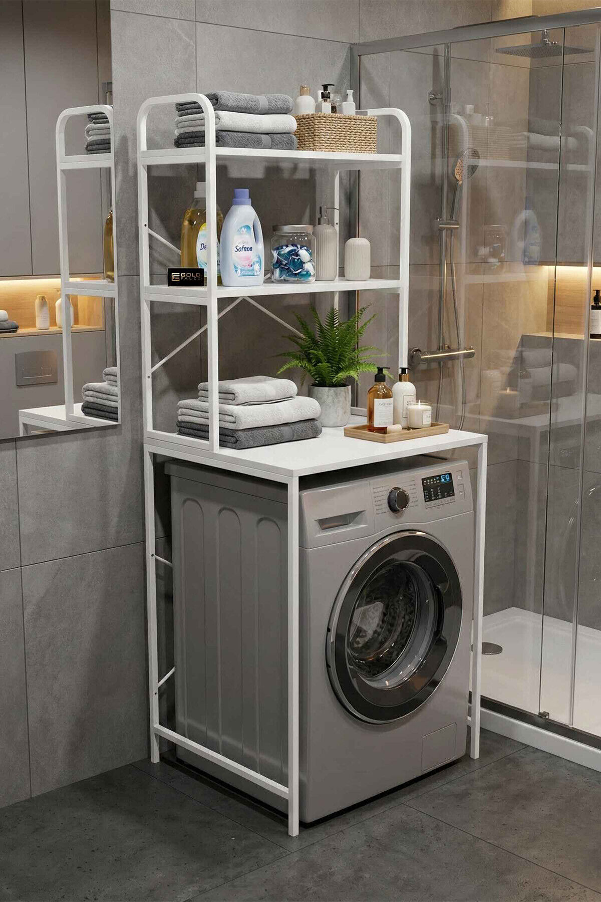 MD Çamaşır Makinesi Üstü Raf Beyaz 70 cm