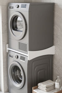 Çamaşır Makinesi Kurutma Makinesi Ara Bağlantı Tablası Üst Üste Koyma Rafı Standı 60x63,6 cm Üst üste Koyma Kiti 263 Beyaz