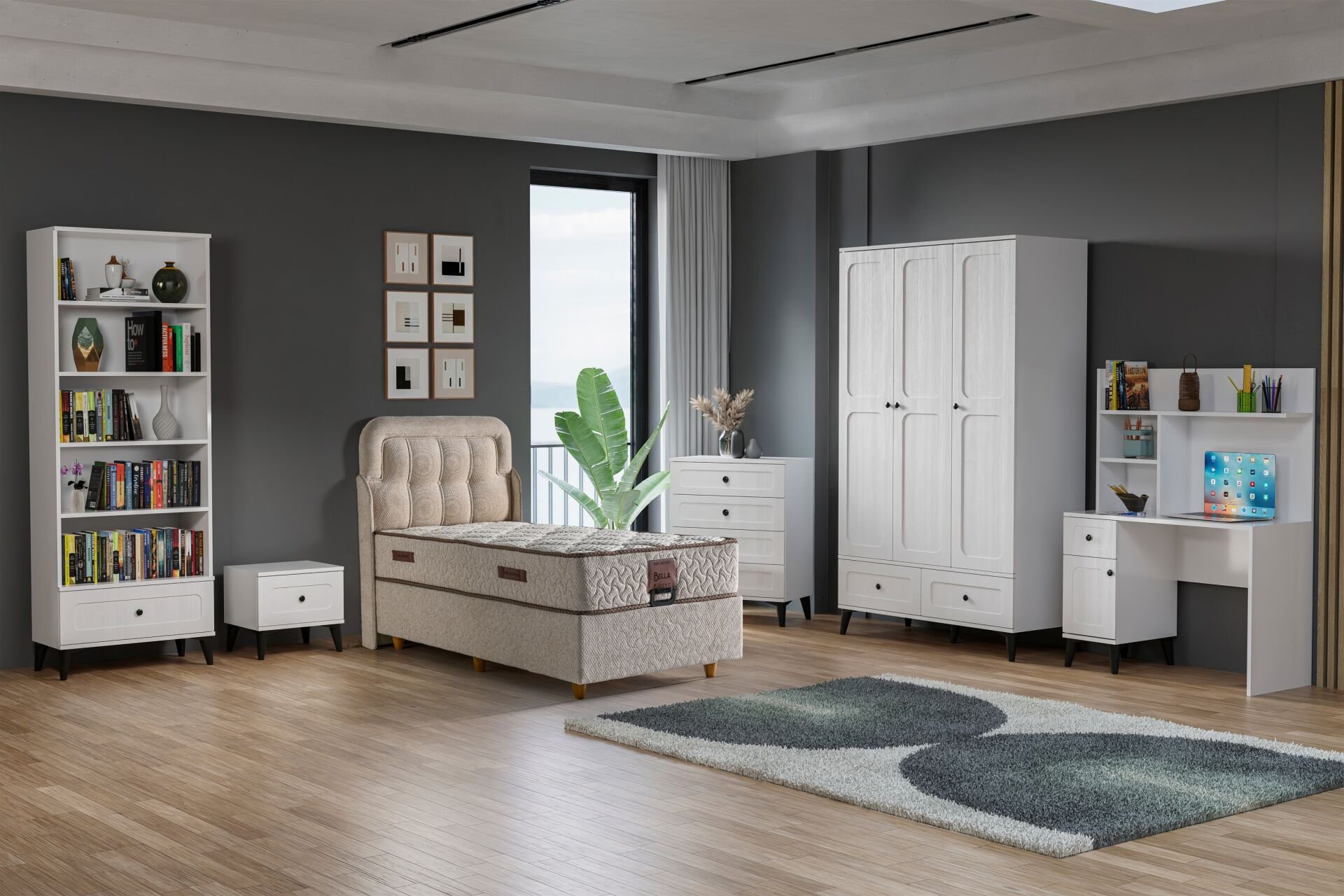 Carina Vintage Genç Odası Takımı - Beyaz TN0289