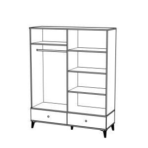 Carina Vintage 4 Kapılı Dolap - Beyaz TN0290