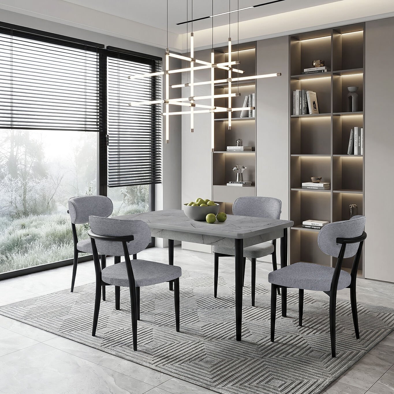 Mix Gri Masa & Elma Sandalye Takımı HDR1439