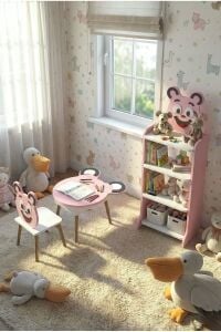 MD Happy Face Çocuk Mobilya Seti Pembe