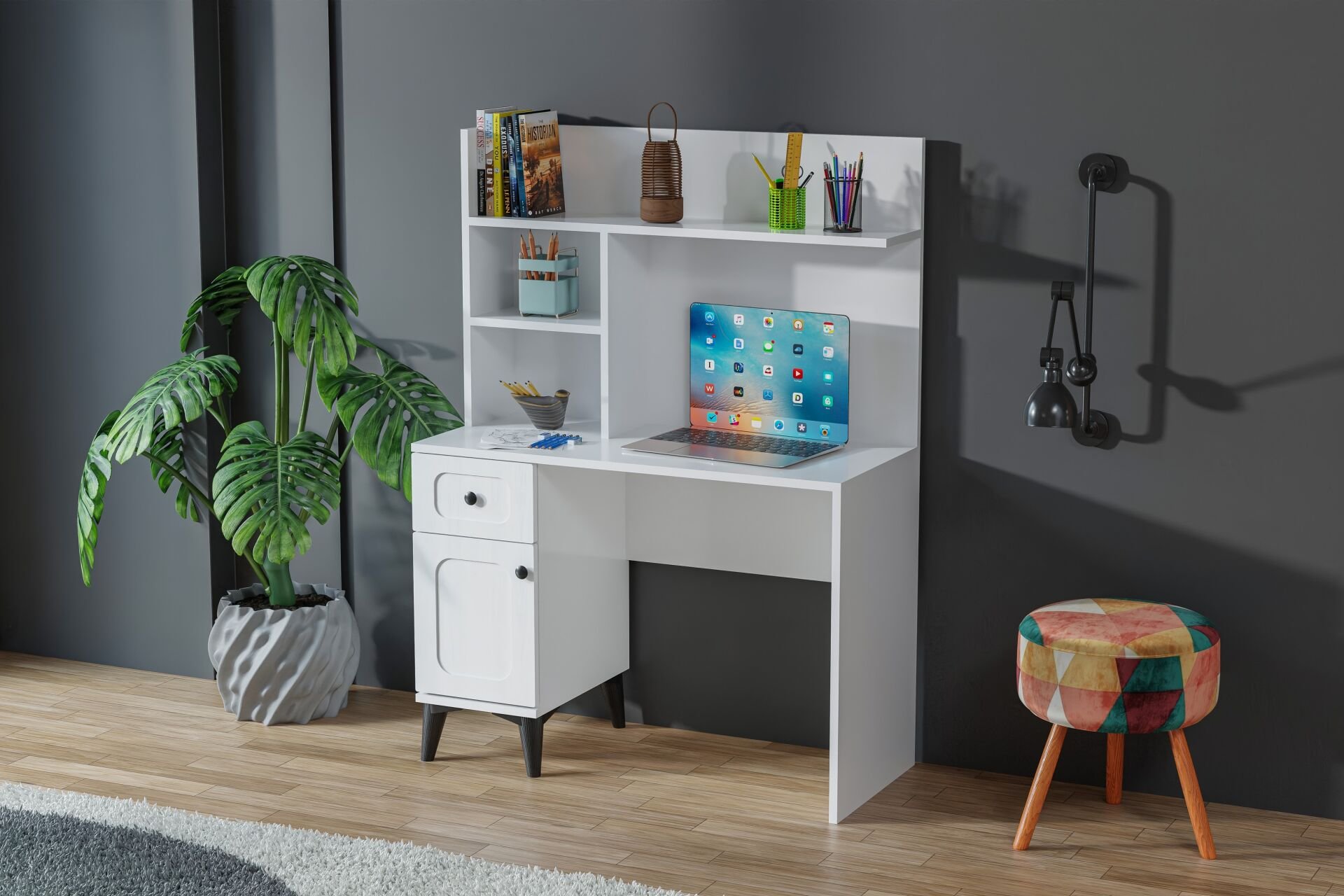 Carina Vintage Çalışma Masası - Beyaz TN0294