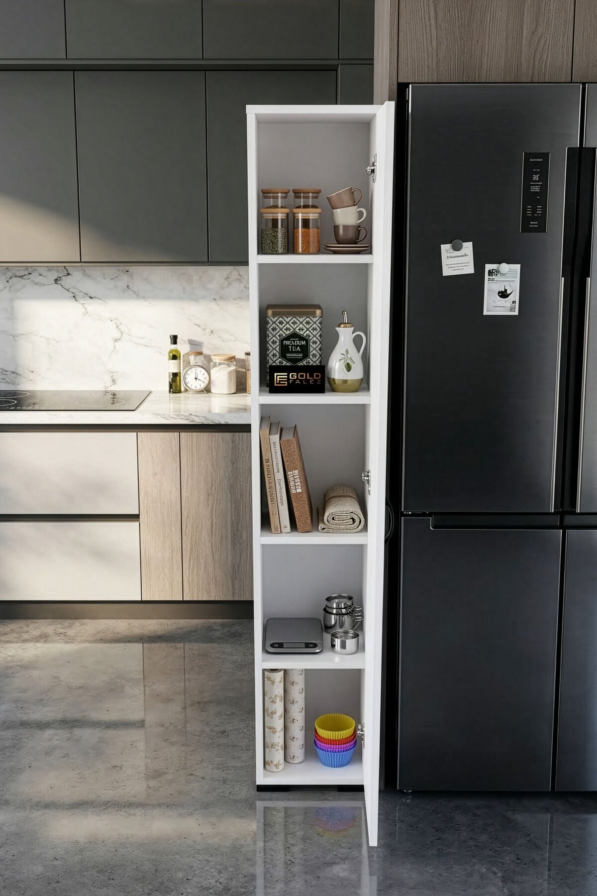 MD Multi-Purpose Bathroom Cabinet White 30 cm