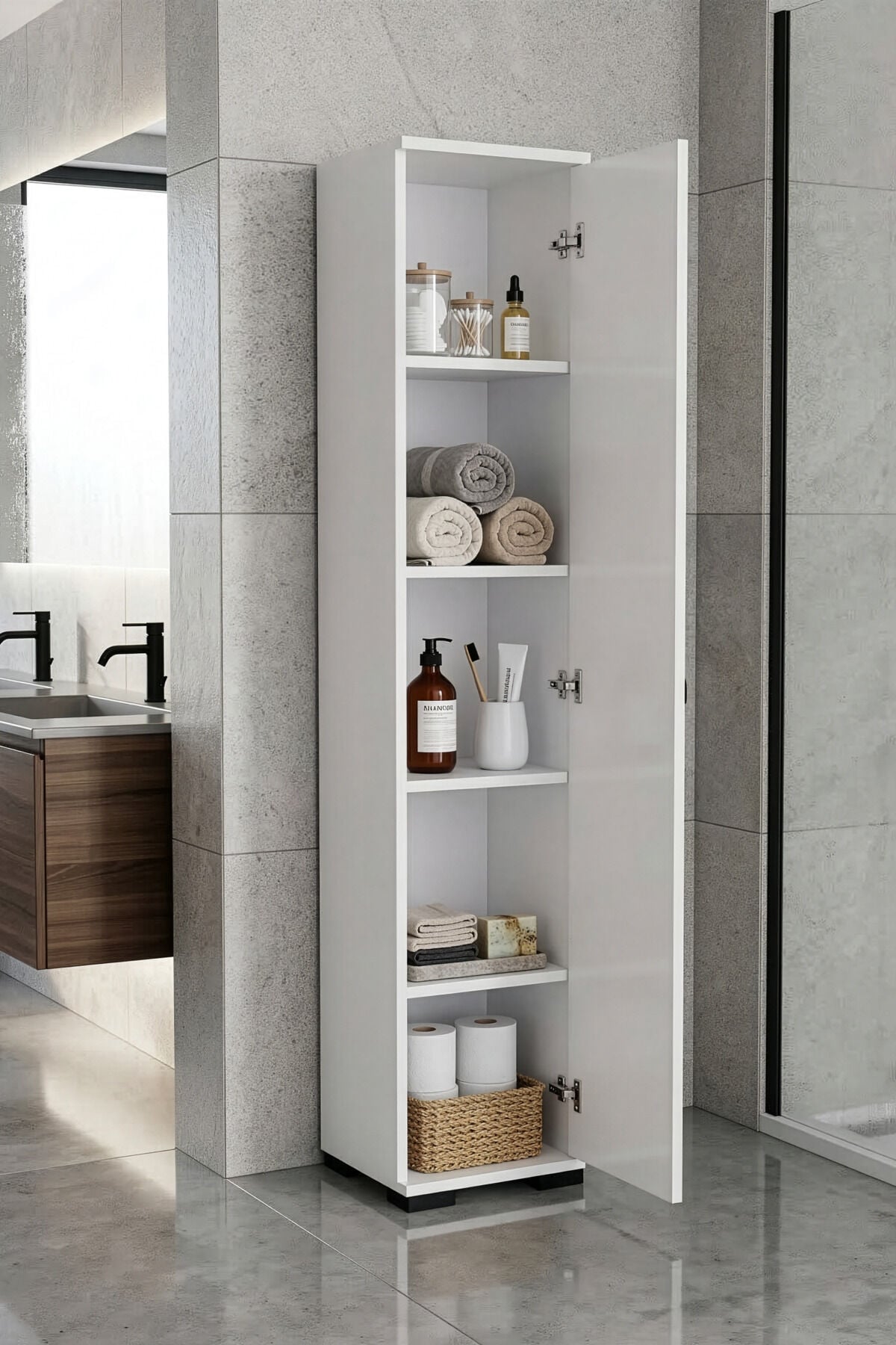 MD Multi-Purpose Bathroom Cabinet White 30 cm