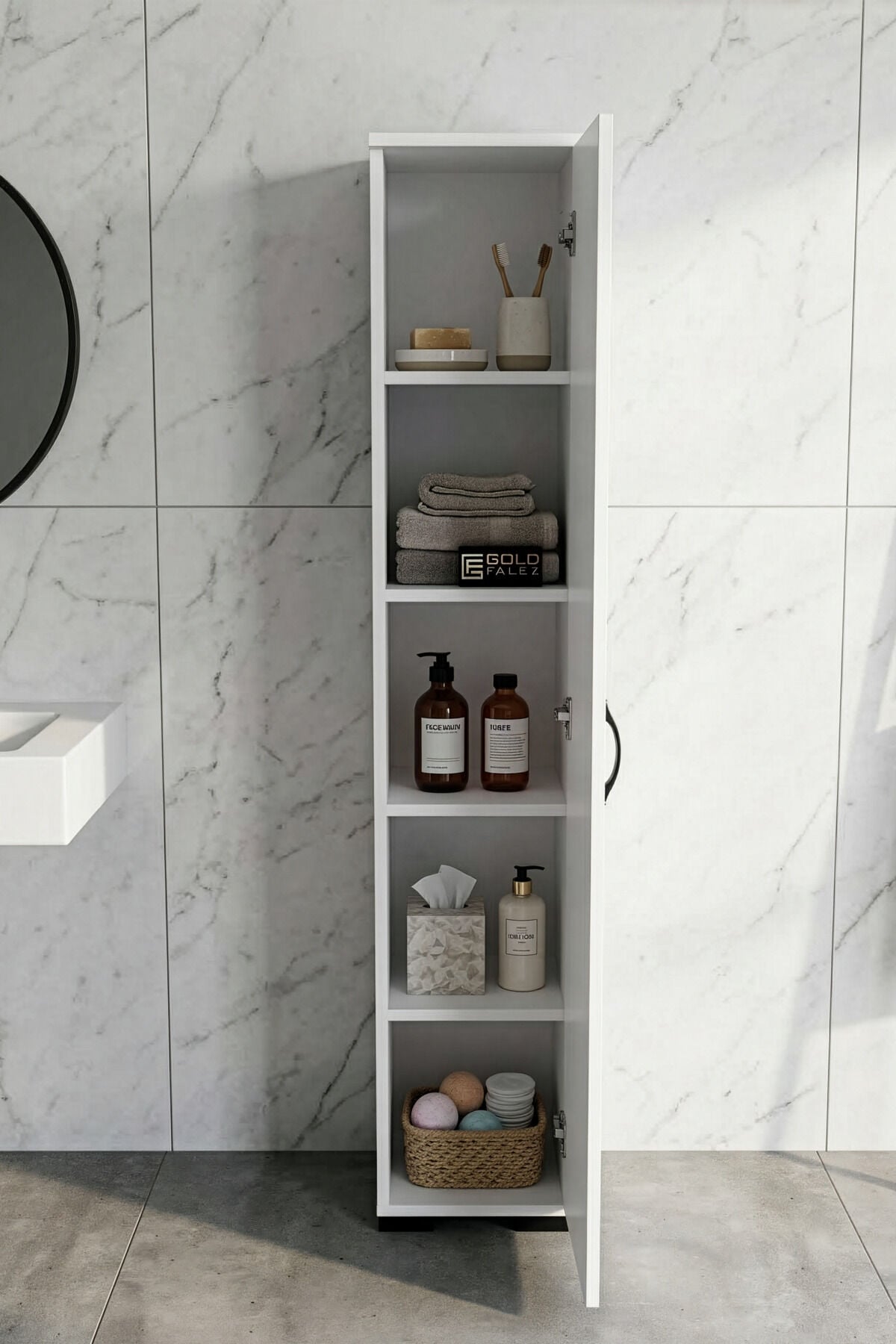 MD Multi-Purpose Bathroom Cabinet White 30 cm