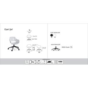 Opal Şef Beyaz - Siyah Tekerlekli Sandalye PPT1304