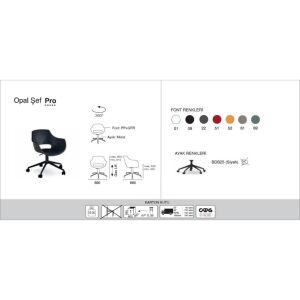 Opal Şef Pro  Antrasit - Siyah Tekerlekli Sandalye PPT1305