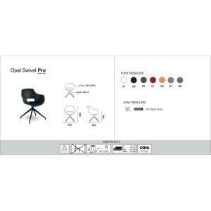 Opal Swivel Pro Koyu Kırmızı - Siyah Mutfak Sandalyesi PPT1307