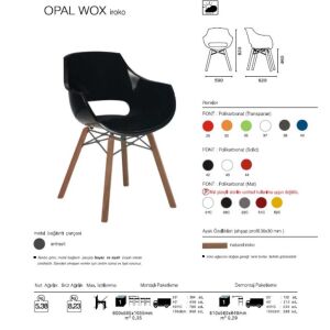 Opal Wox (iroko-meşe) Beyaz Ahşap Ayaklı Sandalye PPT1310