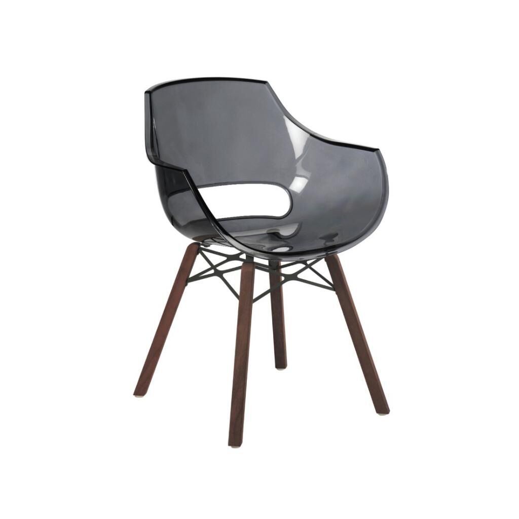 Opal Wox (iroko-meşe) Füme Transparan Ahşap Ayaklı Sandalye PPT1313