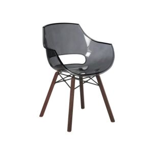 Opal Wox (iroko-meşe) Füme Transparan Ahşap Ayaklı Sandalye PPT1313