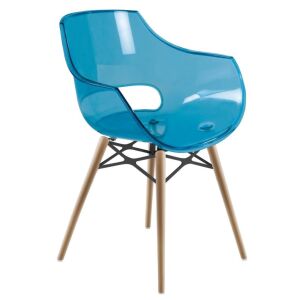 Opal Wox (kayın) Mavi Transparan Ahşap Ayaklı Sandalye PPT1314