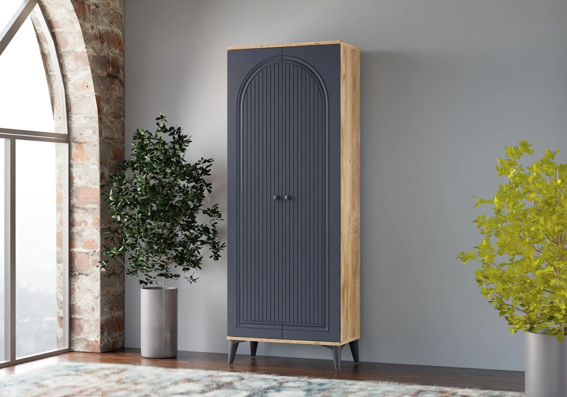 Bohem Atlantik Çam-Antrasit Çok Amaçlı Dolap TN0408