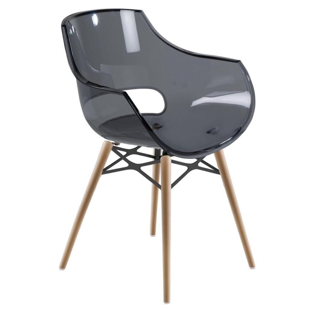 Opal Wox (kayın) Füme Transparan Ahşap Ayaklı Sandalye PPT1316