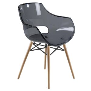 Opal Wox (kayın) Füme Transparan Ahşap Ayaklı Sandalye PPT1316