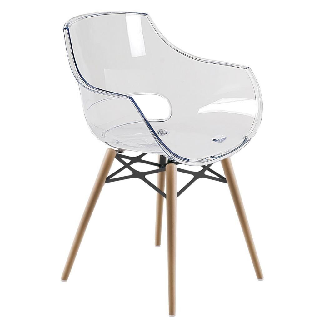 Opal Wox (kayın) Şeffaf Transparan Ahşap Ayaklı Sandalye PPT1317
