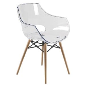 Opal Wox (kayın) Şeffaf Transparan Ahşap Ayaklı Sandalye PPT1317