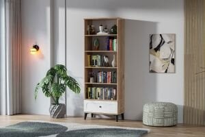 Carina Vintage Kitaplık - Atlantik Çam / Beyaz TN0309