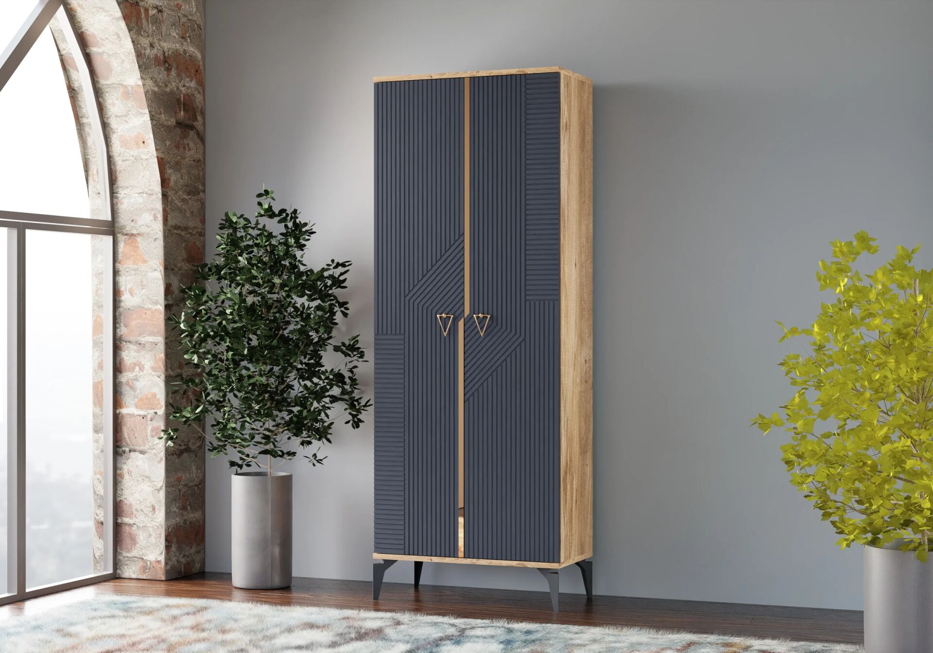 Alin Atlantik Çam-Antrasit Çok Amaçlı Dolap TN0414