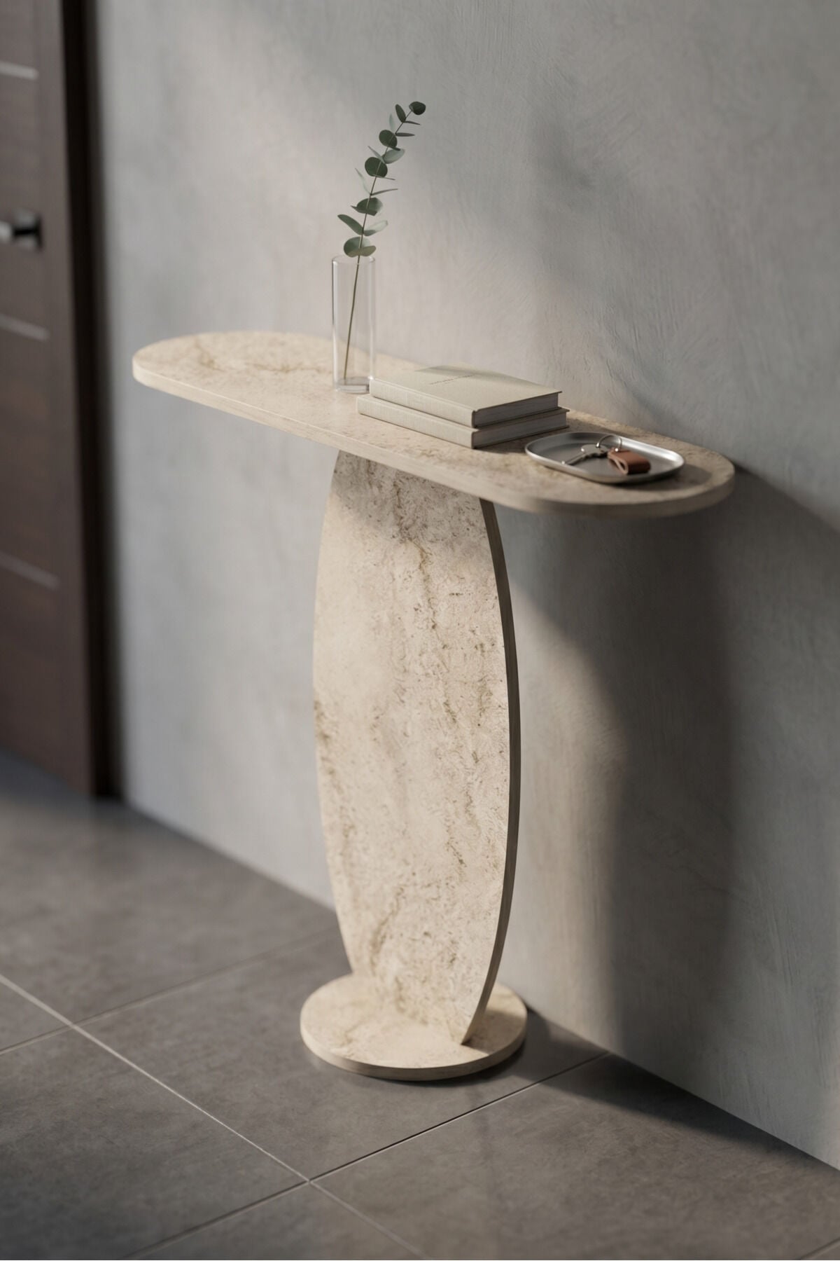 Dresuar Modern Dekoratif Antre Konsolu Giriş Hol Koridor Salon Konsol Masası 7031 Traverten