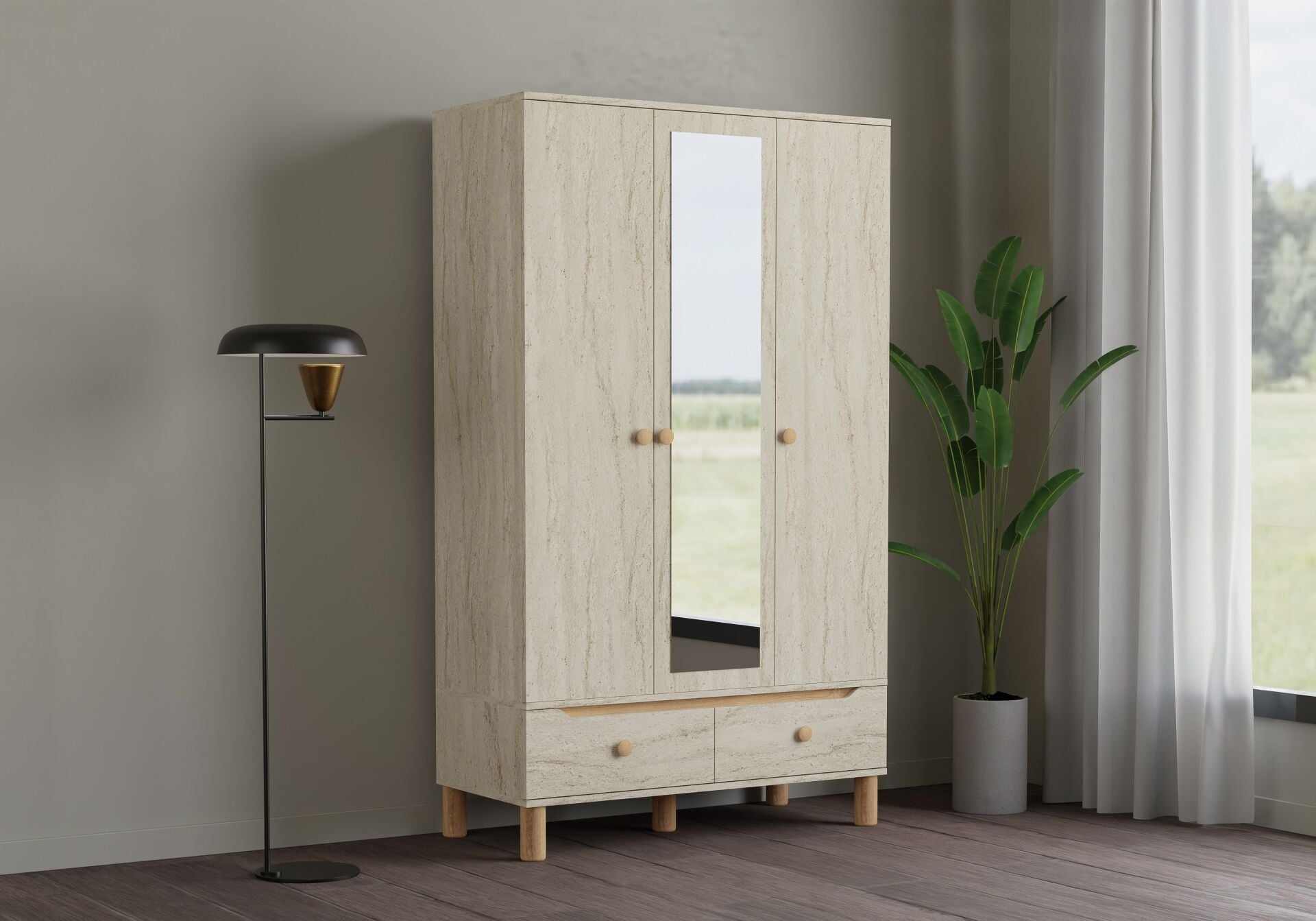 Carina 3 Kapılı Dolap - Traverten TN0315