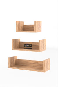 MD U Duvar Rafı Ceviz 43 cm