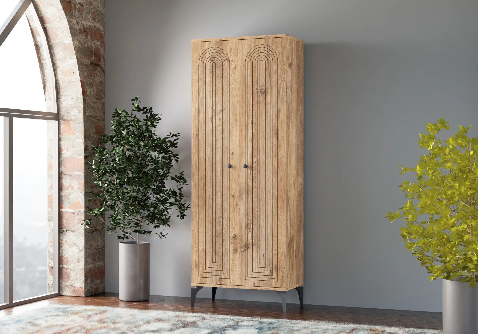 Baskılı Atlantik Çam Çok Amaçlı Dolap TN0422