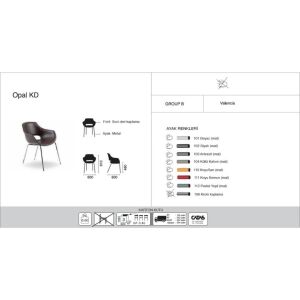 Opal-KD Kırmızı Suni Deri - Krom Kaplama Mutfak Sandalyesi PPT1334