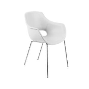 Opal-KD Beyaz Suni Deri - Krom Kaplama Mutfak Sandalyesi PPT1336