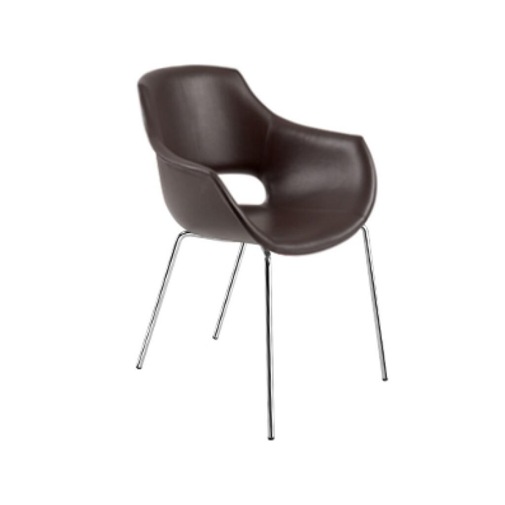 Opal-KD Kahverengi Suni Deri - Krom Kaplama Mutfak Sandalyesi PPT1337